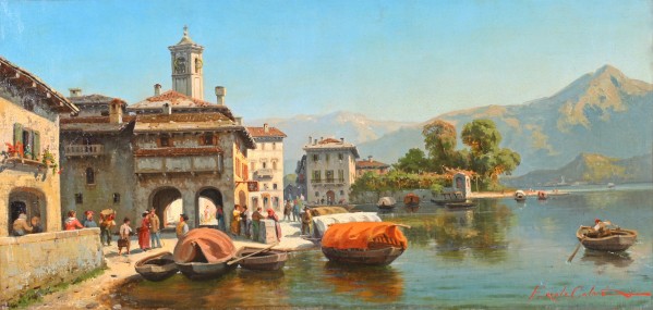 Landscape on Lake Como by Ercole Calvi